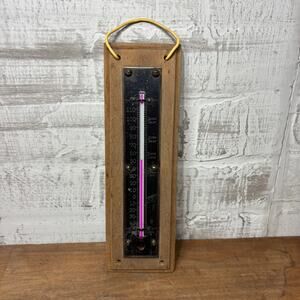 Vintage Taylor Bro’s Brass and Wood Thermometer Rochester, New York